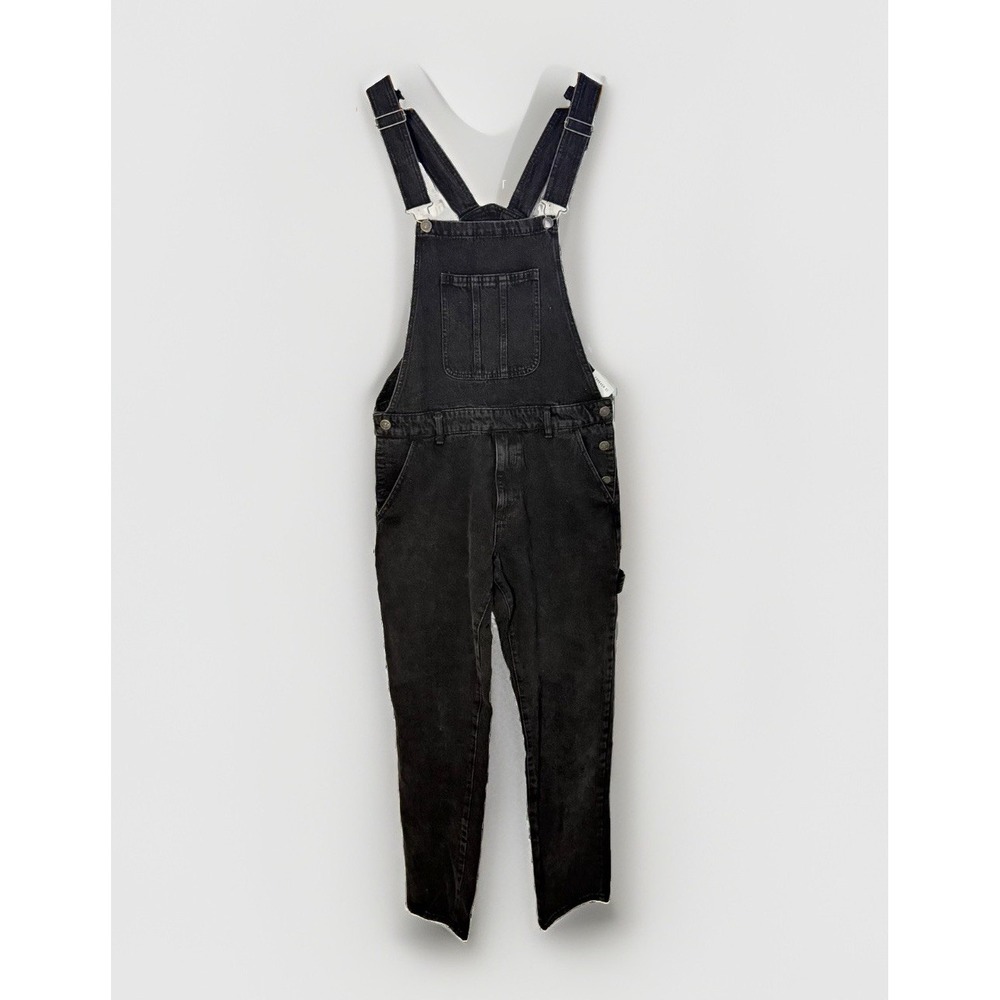 FOREVER 21 Men's Black Denim Overall Jumpsuit‎ One-Piece Size M Button Pockets